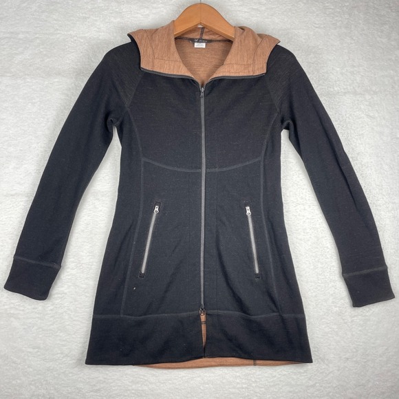 Ibex Sz XS Pez Merino Wool Reversible Full Zip Hoodie Hiking Camping Layer Gorp - Picture 1 of 16